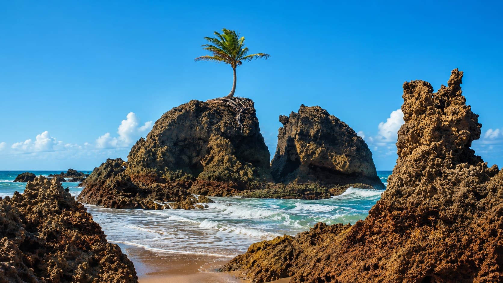 Formações rochosas na Praia de Tambaba